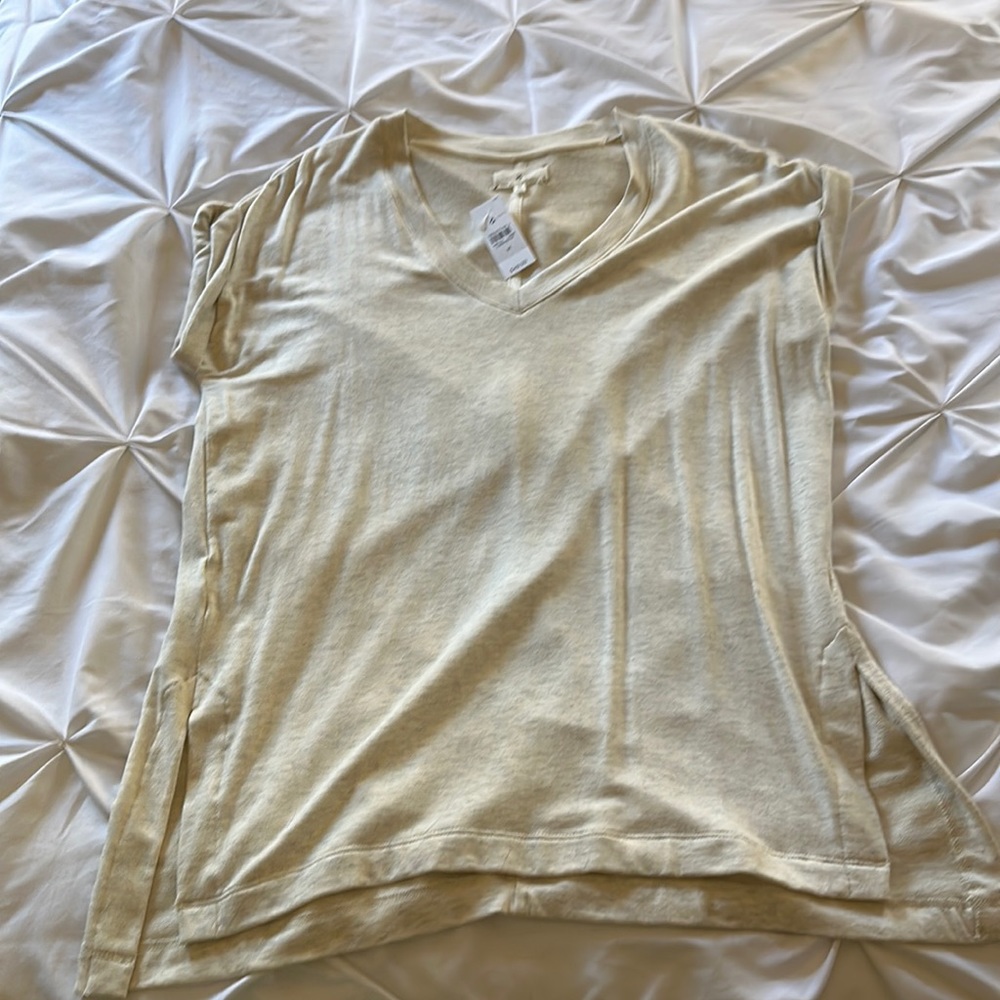 Lou & Grey Heather Grey Capped Sleeve Sweatshirt Top NWT (M)